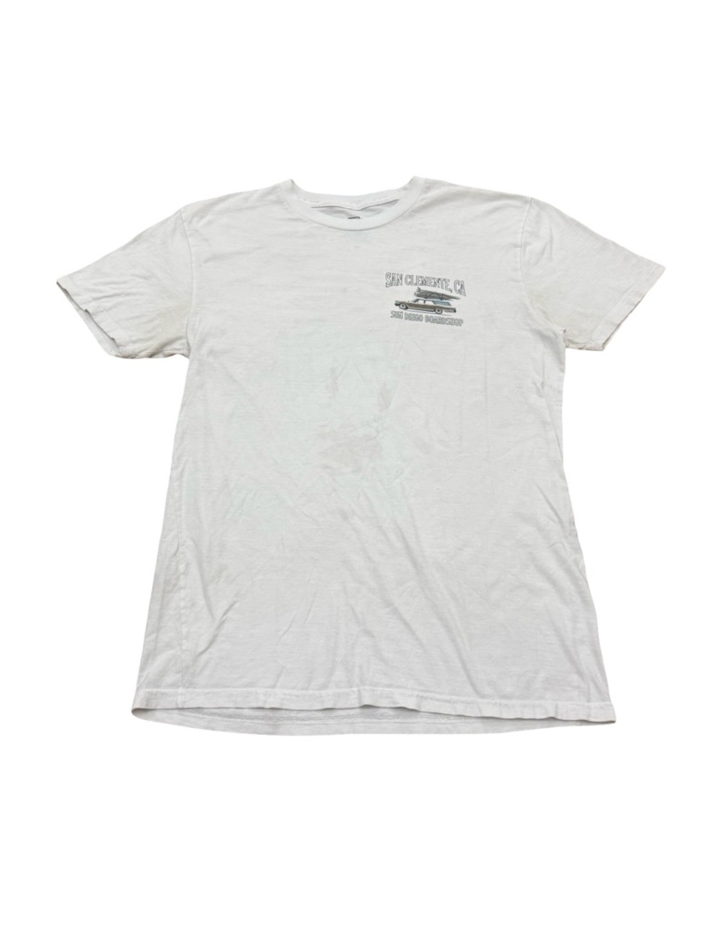 San Clemente California Surf Shop Graphic T-Shirt White 2000s